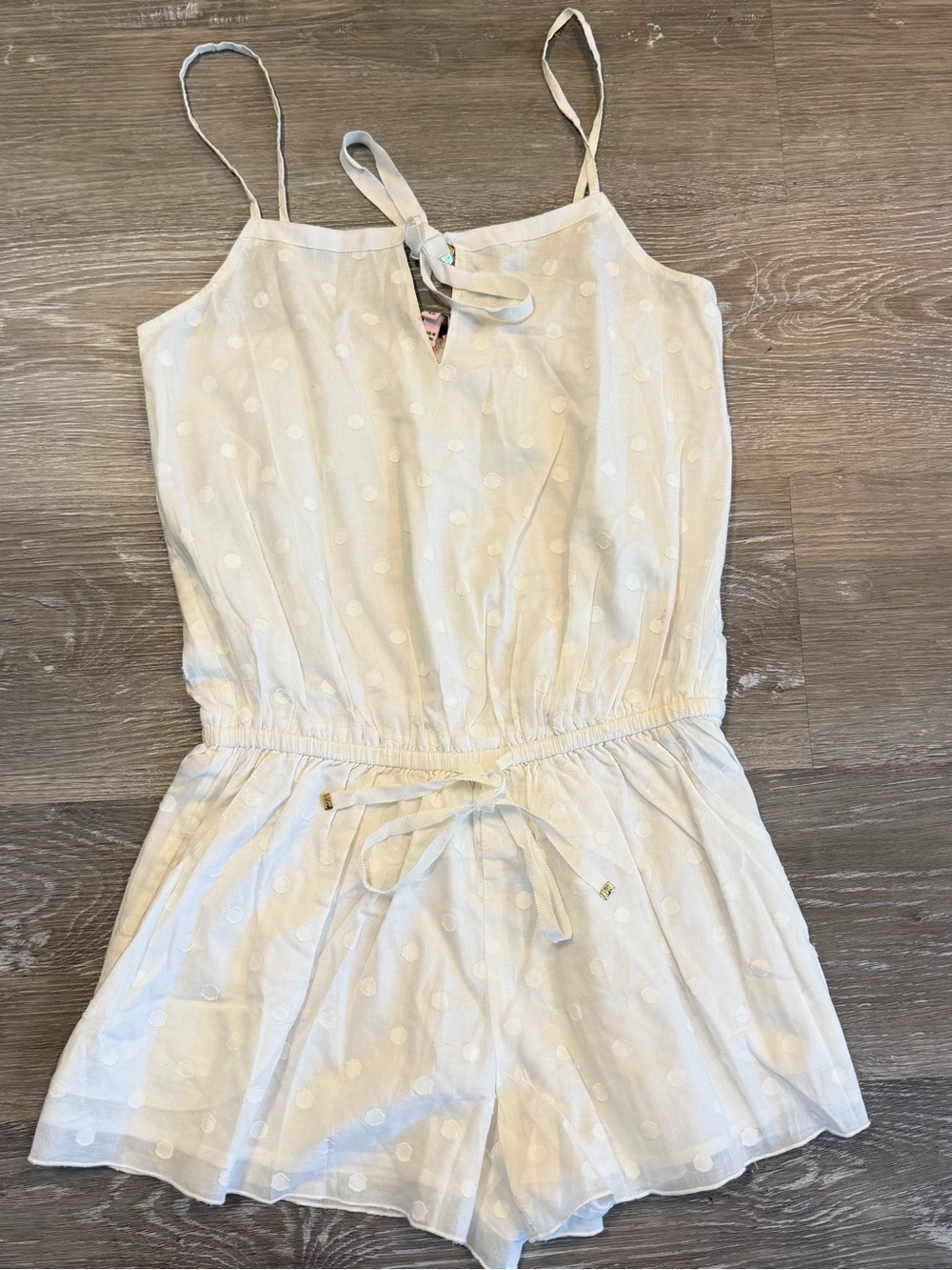 Juicy Couture Polka Dot Romper with Tie Waist